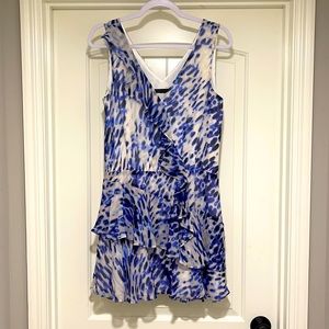 BCBG white and blue print dress